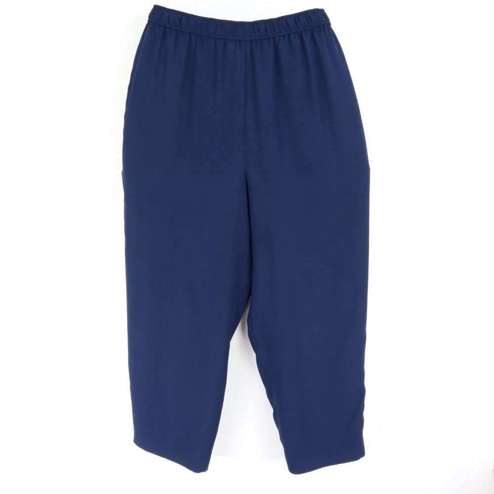 Chaus Dress‎ Pants Womens Size 14 Blue 100% Polyester Elastic Waist Pull On